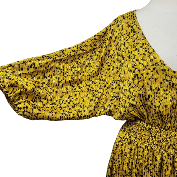 NWT Anthropologie Marigold Yellow Boho Midi Dress XS Smocked Waist - Picture 5 of 11